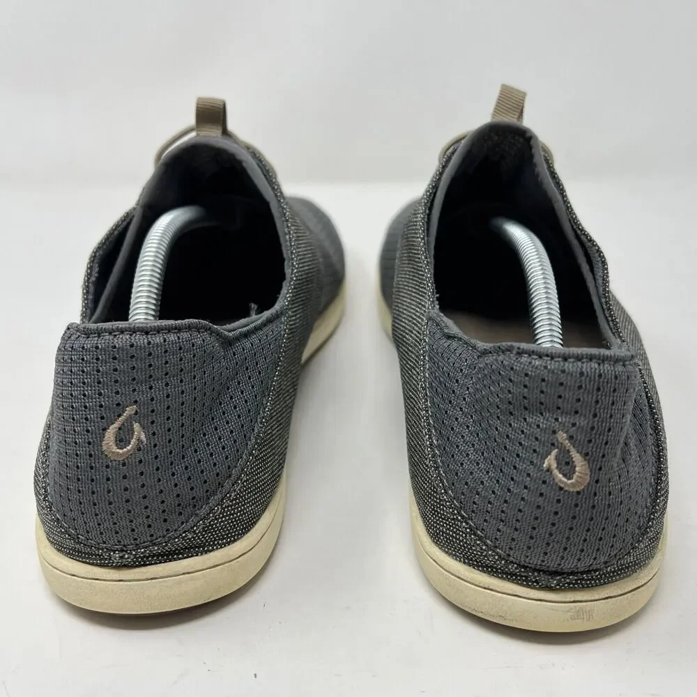 Olukai Nohea Moku Men’s Sz 12 Slip on Textiles Boat Shoes Gray 10283-2610